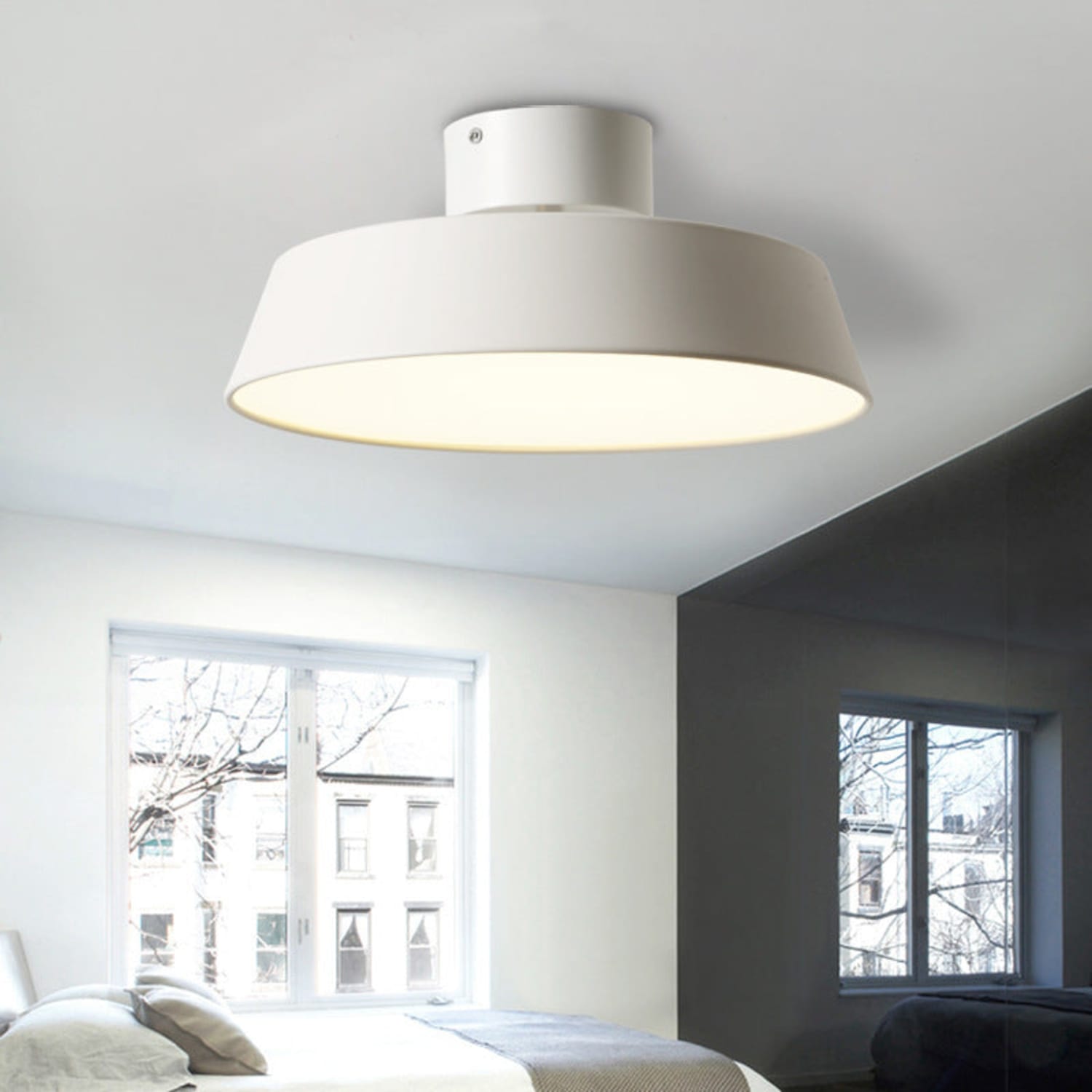 Flush Mount Ceiling Light Round Iron Acrylic Fixture for Bedroom