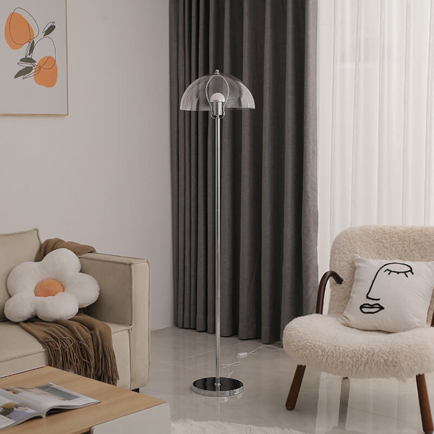 Clear Dome LED Floor Lamp