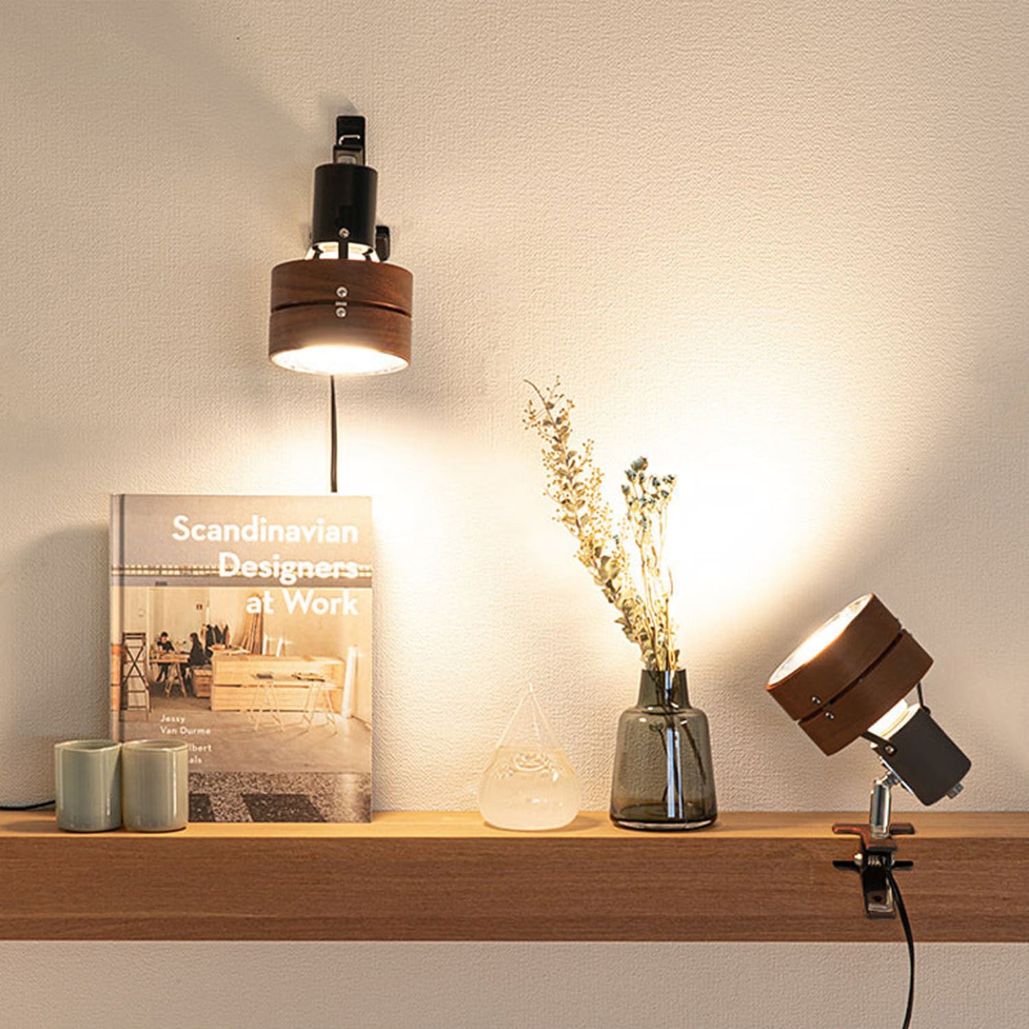 Japanese Wood Clip Table Lamp for Bedroom