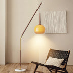 Vintage Wood Glass Floor Lamp for Bedroom