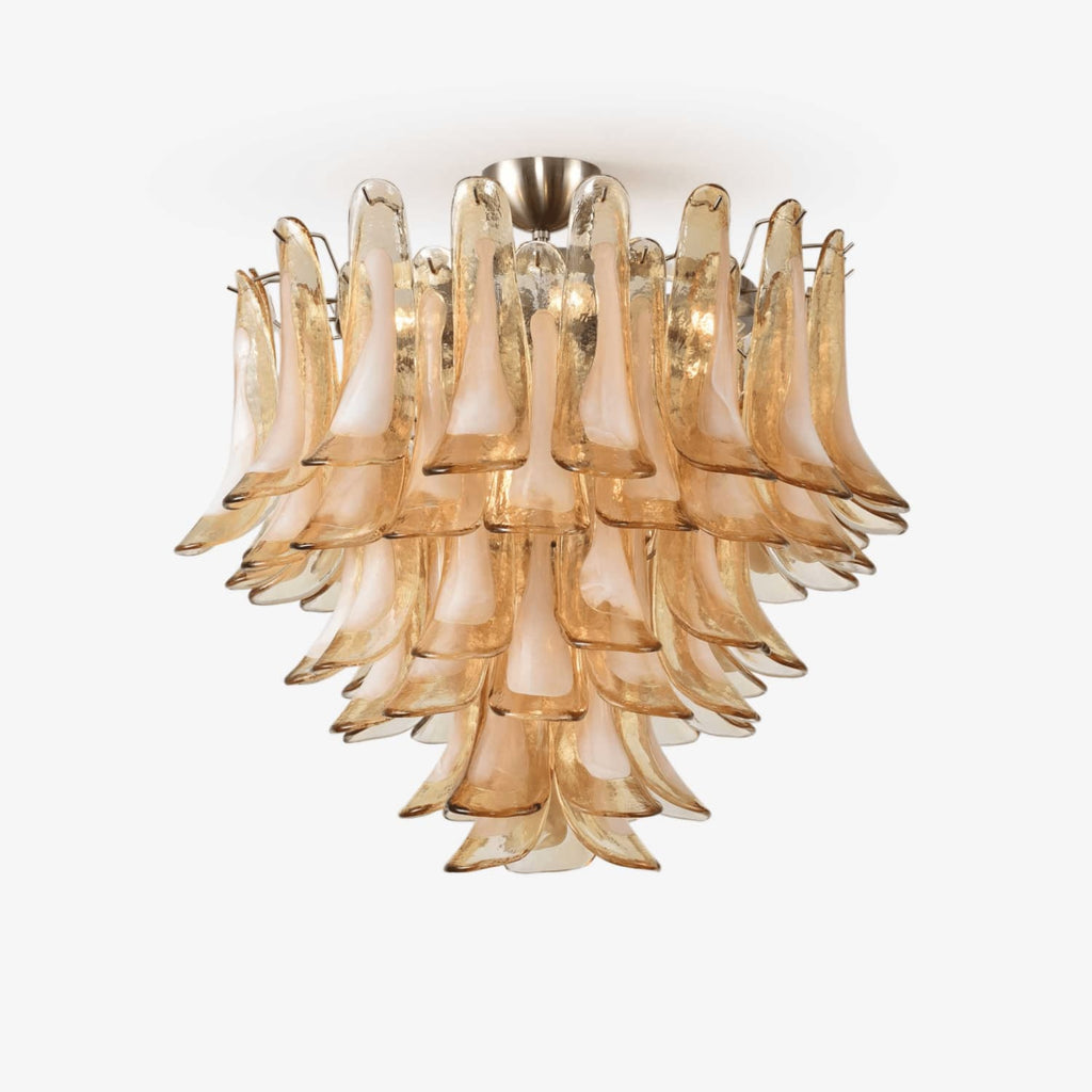 Amber Petal Glass Ceiling Lamp — Flush Petal Light for Bedroom & Hallway