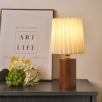 Vintage Pleated Wood Table Lamp