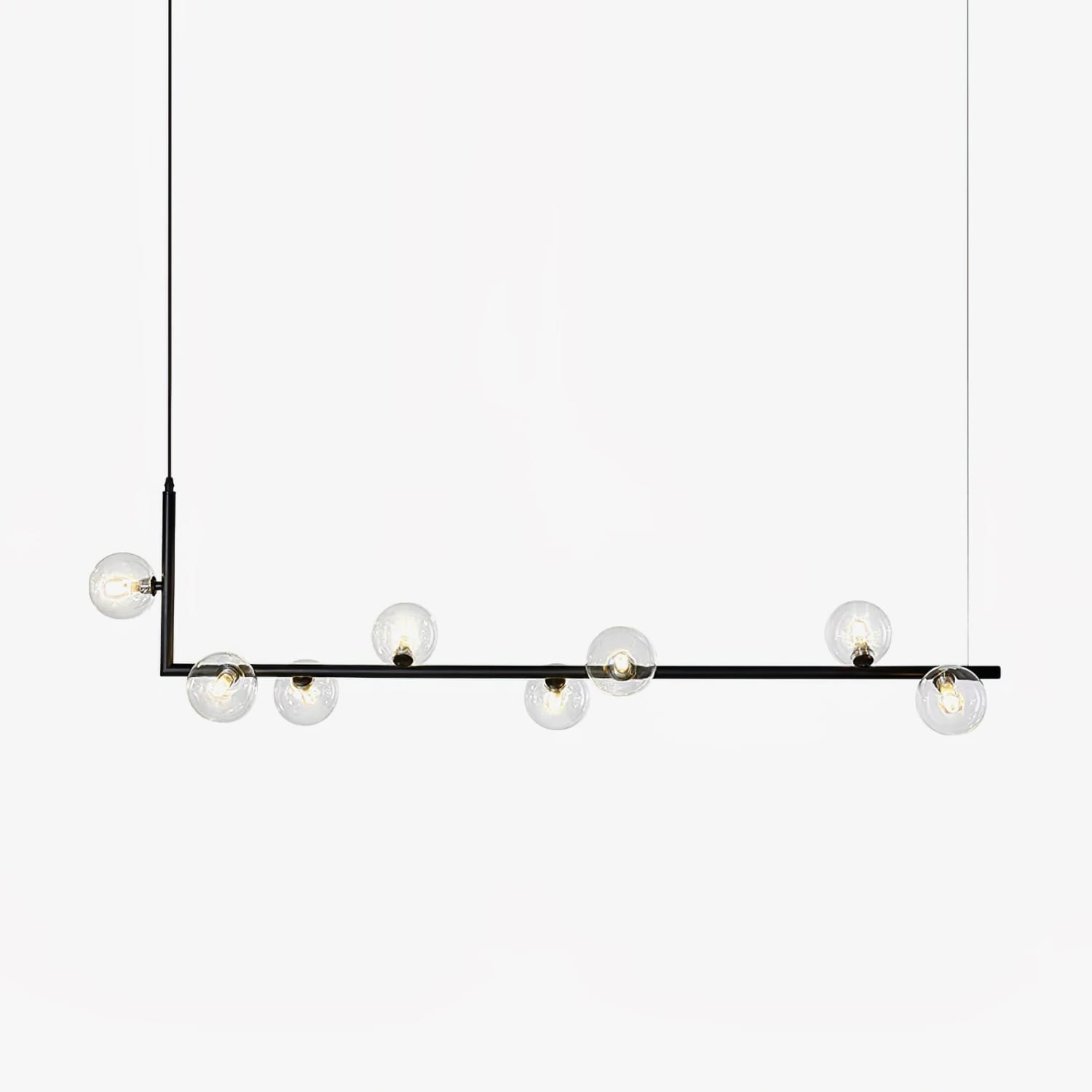 Air 73 Glass Sphere Pendant — Linear Glass Hanging Light for Kitchen Island
