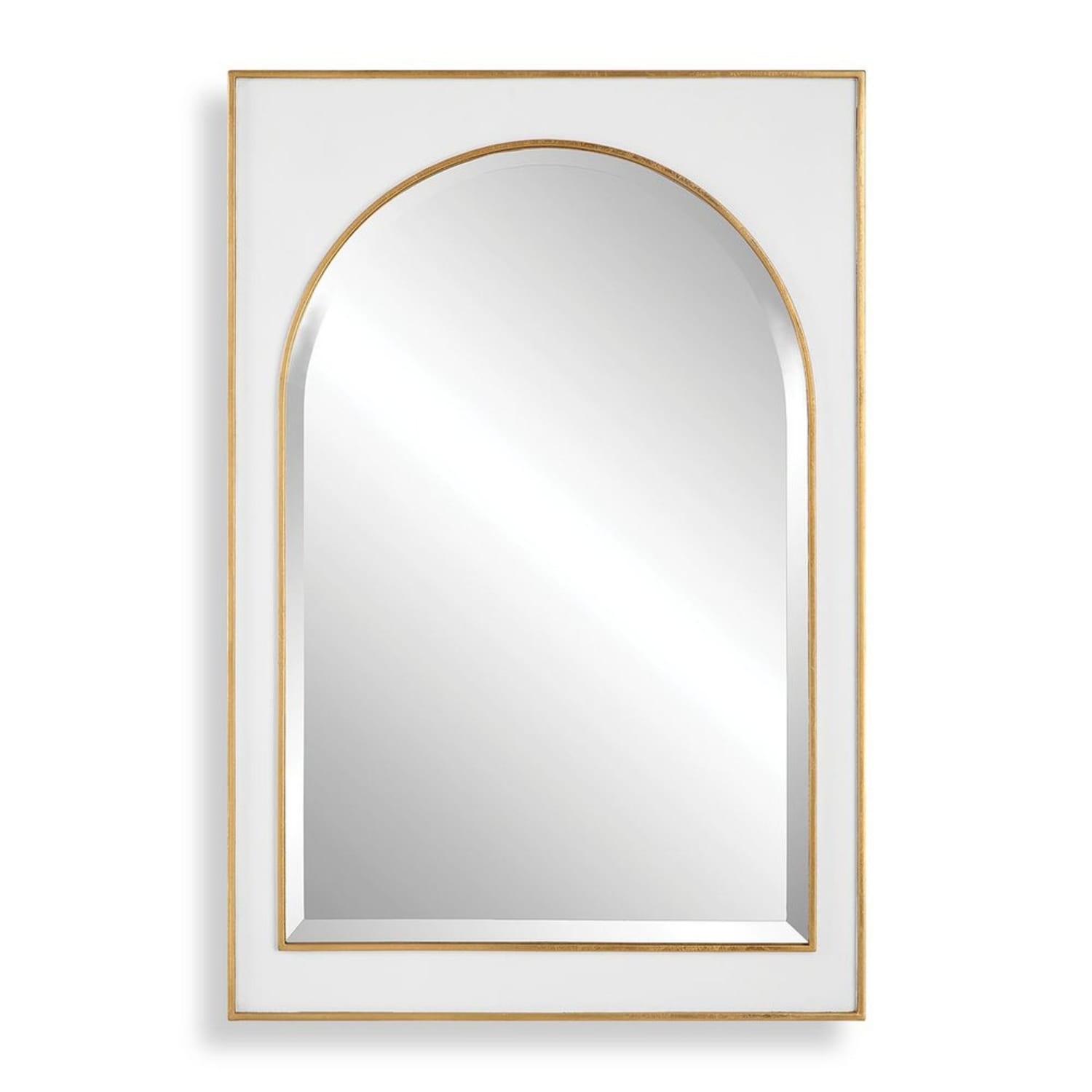 Rectangle Gold and White Mirror — Framed Wall Mirror for Living Room & Entryway