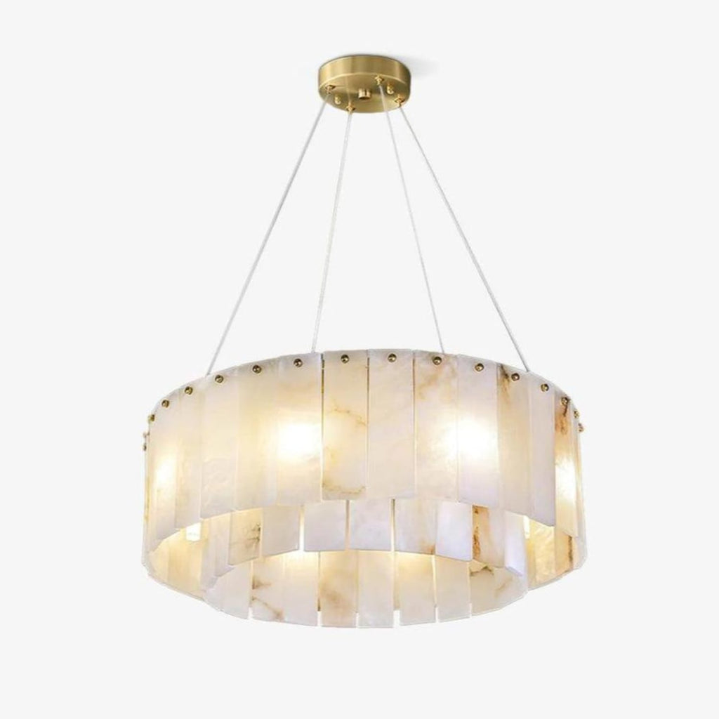 Rock Alabaster Chandelier — Natural Stone Statement Light for High Ceilings