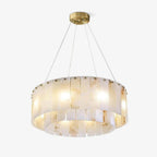 Rock Alabaster Chandelier — Natural Stone Statement Light for High Ceilings
