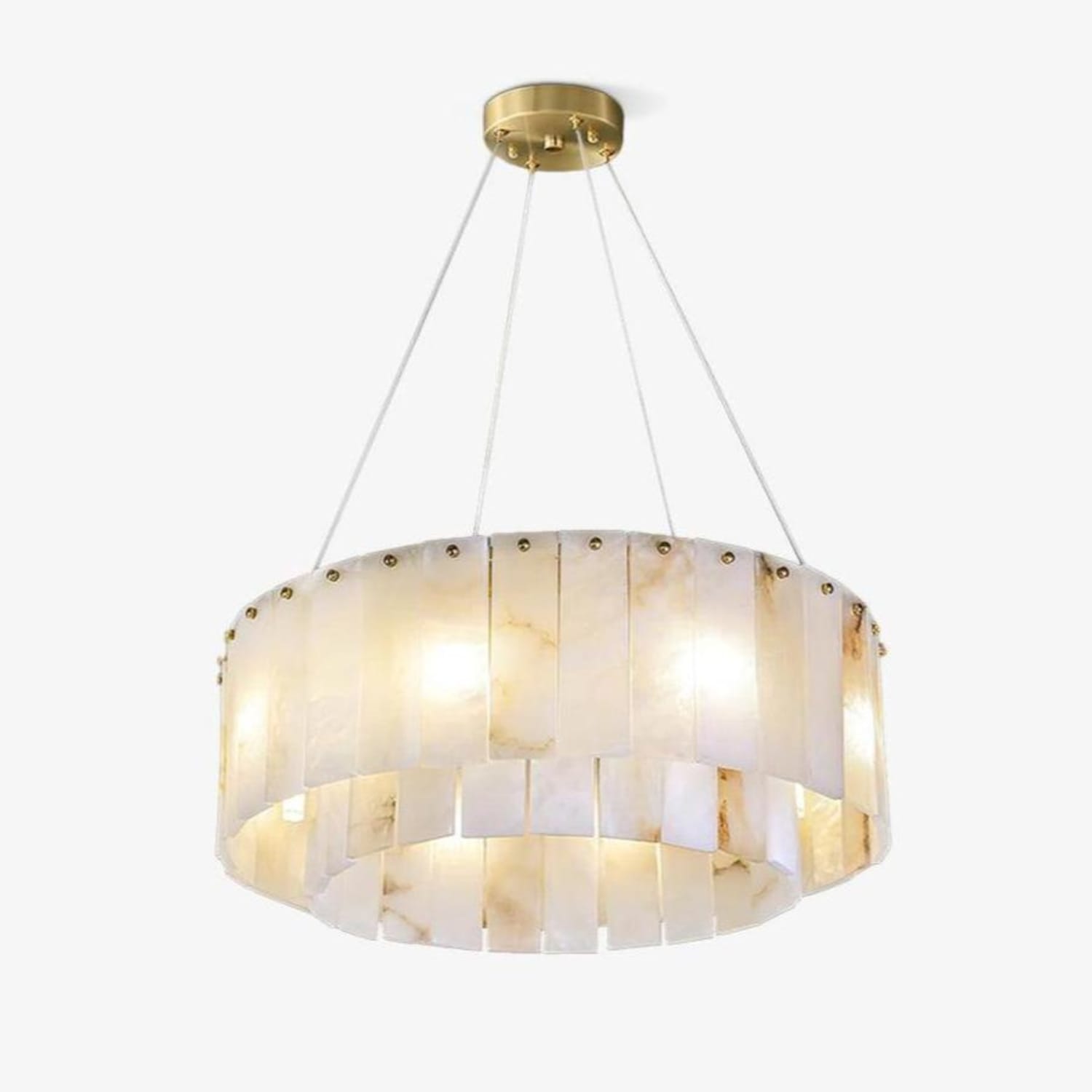 Rock Alabaster Chandelier — Natural Stone Statement Light for High Ceilings