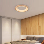 Wood Flush Mount Ceiling Light Round Acrylic Fixture for Bedroom