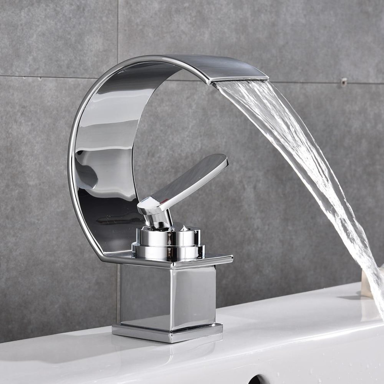 Blackwood Waterfall Faucet — Modern Single Handle Vanity Sink Faucet