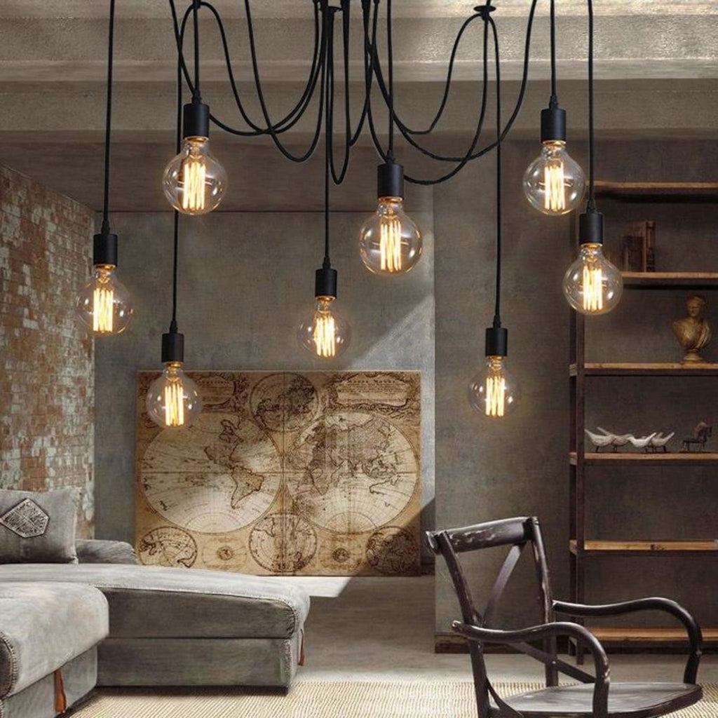 Warmly Modern Spider Chandelier — Adjustable Multi-Cable Pendant Light for Dining Room