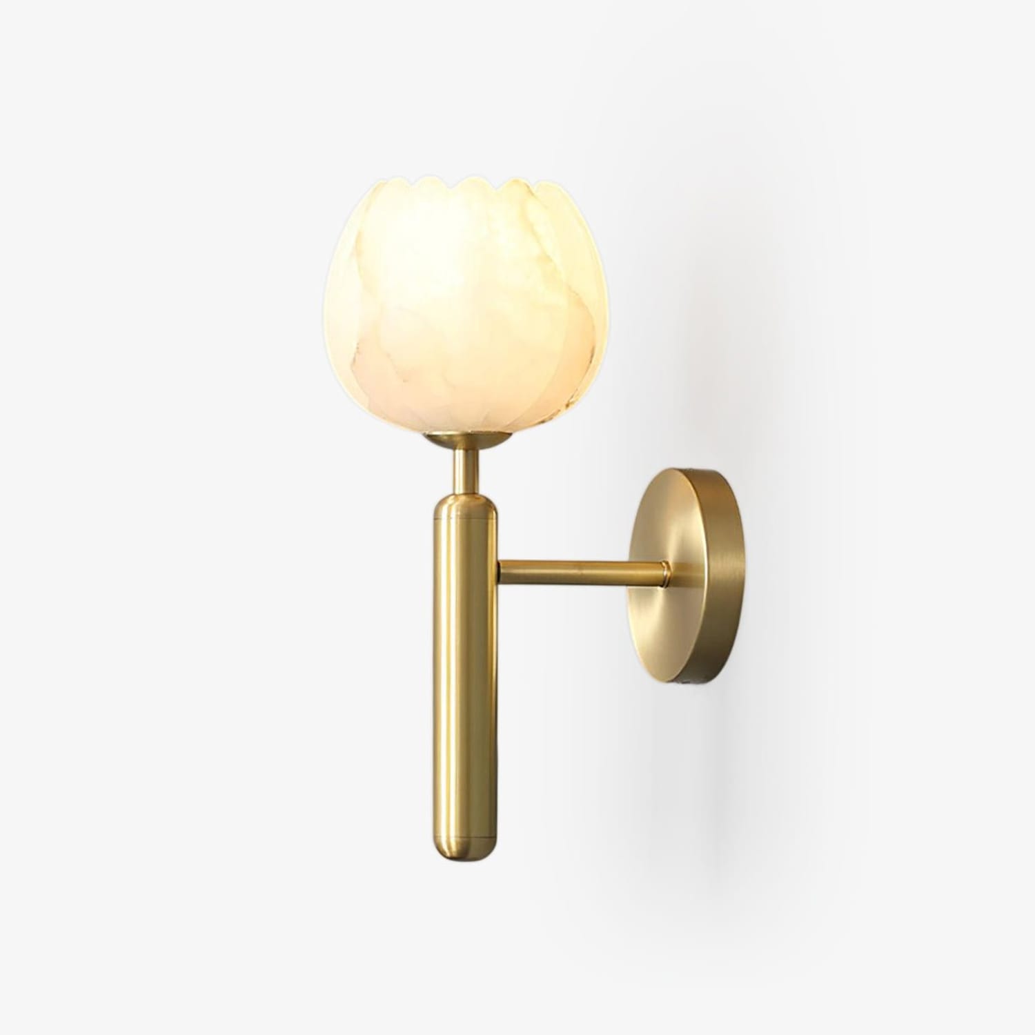 Mian Alabaster Wall Lamp — Brass Floral Stone Wall Sconce for Bedroom & Hallway