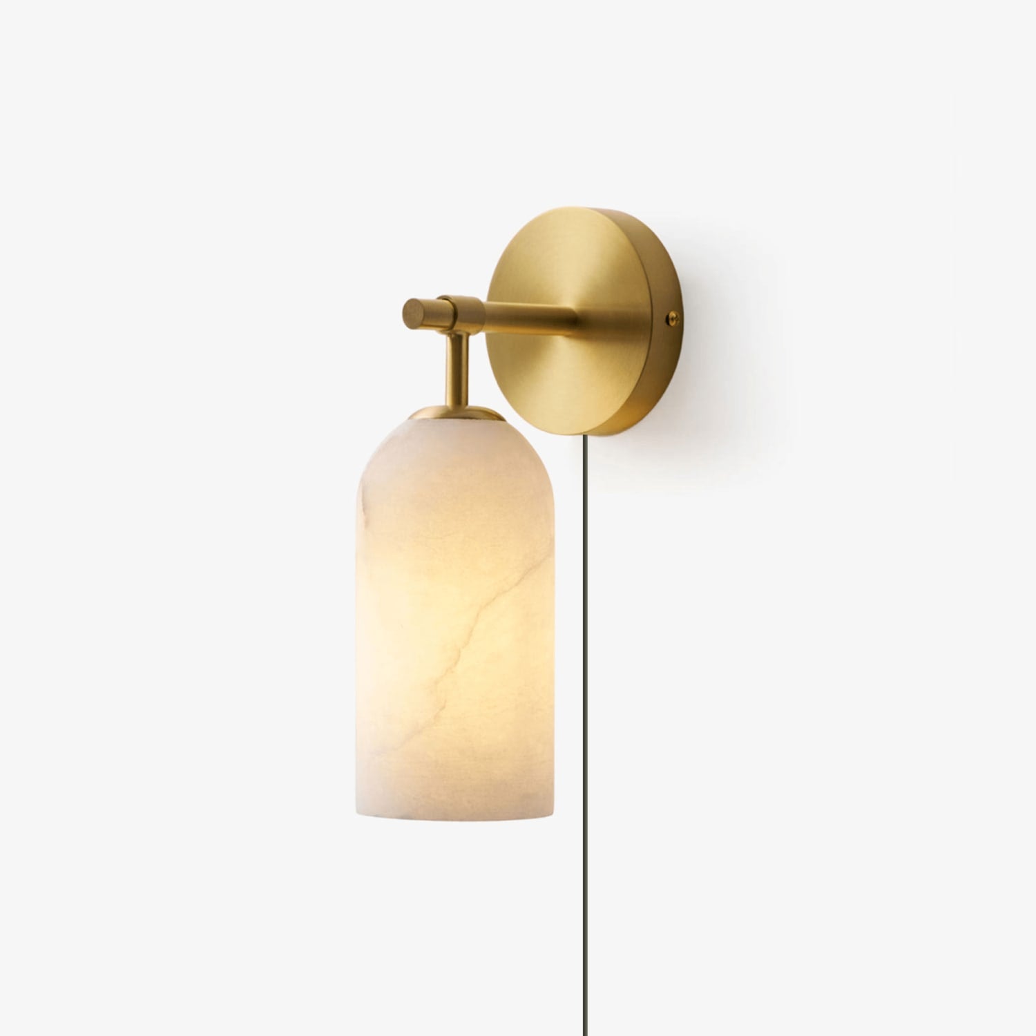 Pillar Alabaster Plug-in Wall Sconce — Plug-In Stone Wall Light for Bedroom