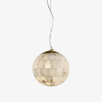 Alabaster Ball Pendant Light — Brass Stone Globe Hanging Lamp for Kitchen Island