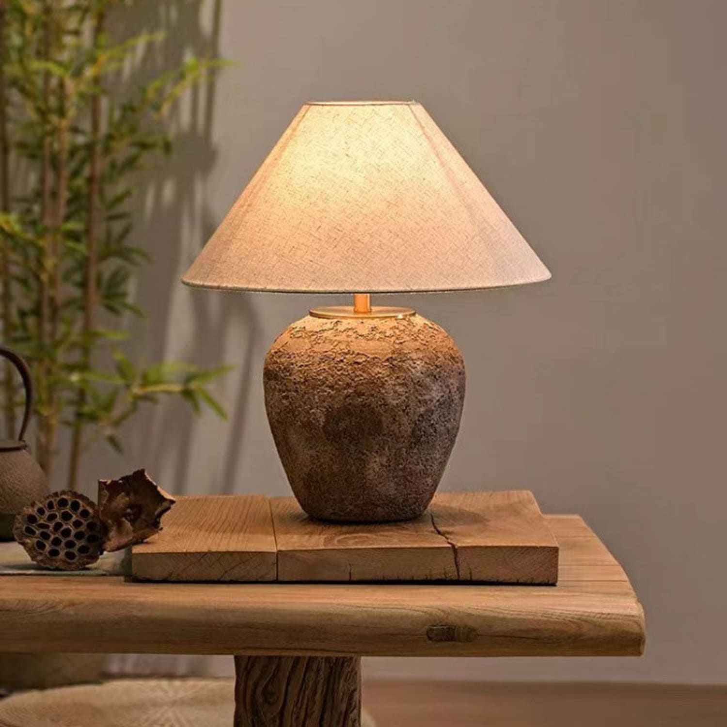Ceramic Fabric Table Lamp for Bedroom