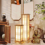 Japanese Wood Pillar Floor Lamp for Bedroom