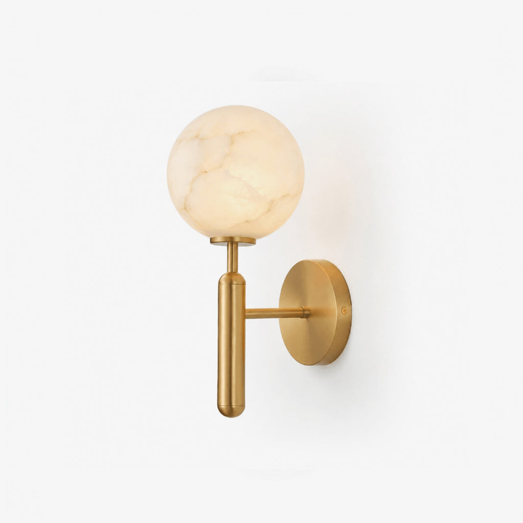 Globe Alabaster Wall Sconce — Stone Sphere Wall Light for Bedroom & Hallway