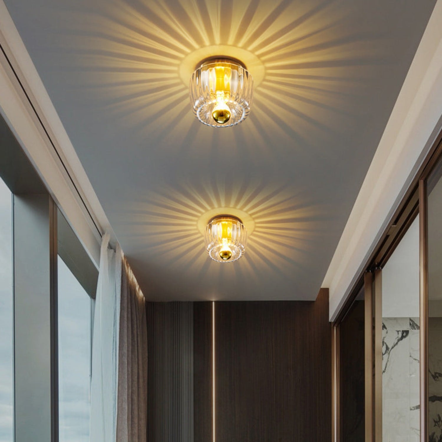 Glass Sun Flush Mount Ceiling Light and Wall Sconce