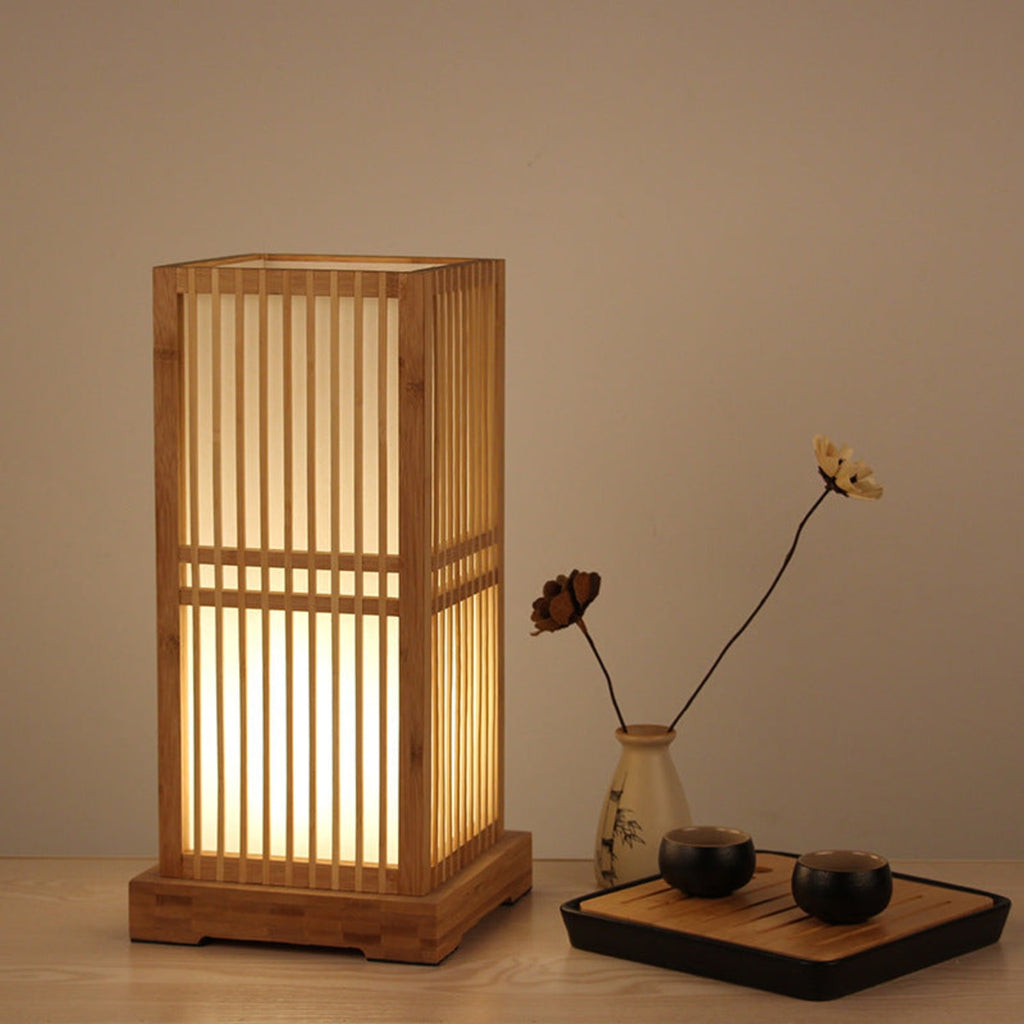 Japanese Bamboo Column Table Lamp