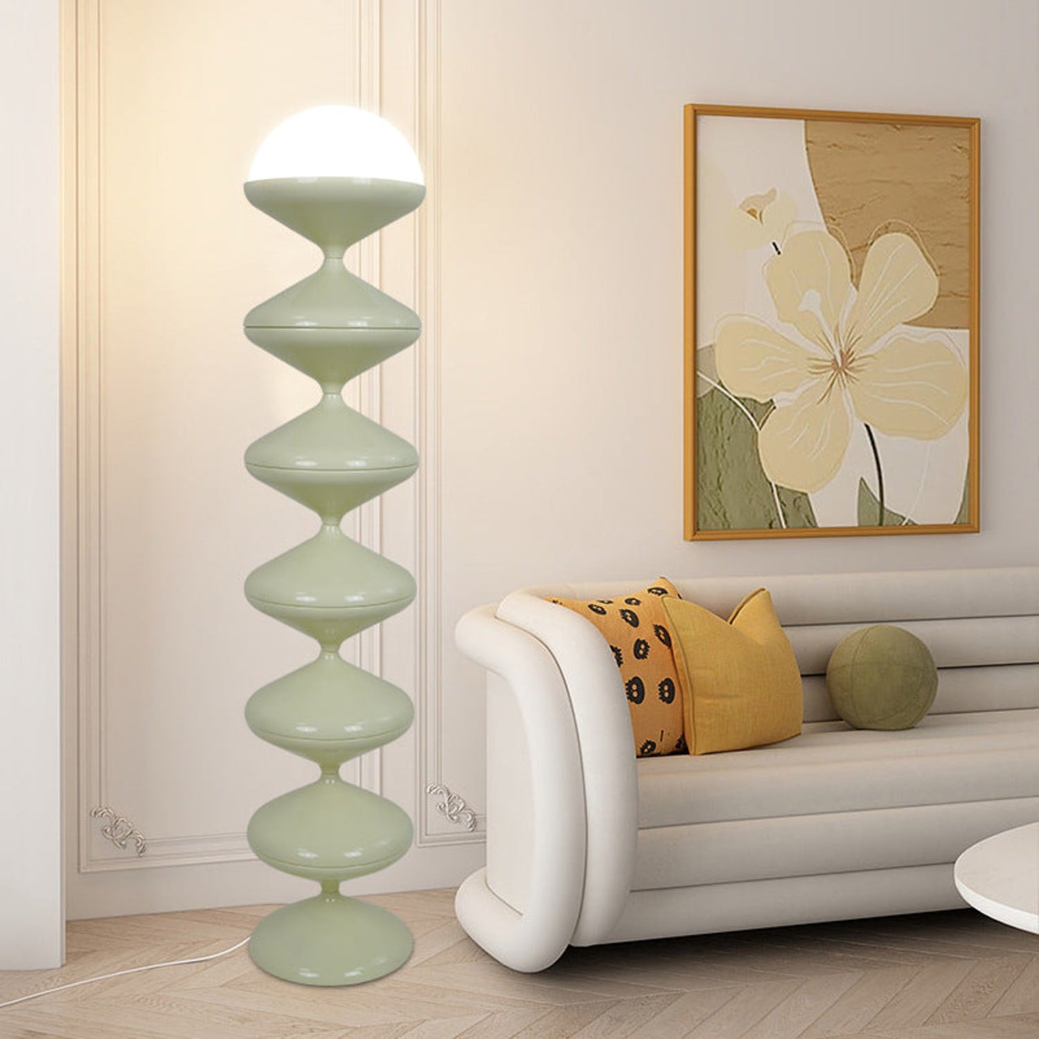 Scandinavian Round Floor Lamp for Bedroom