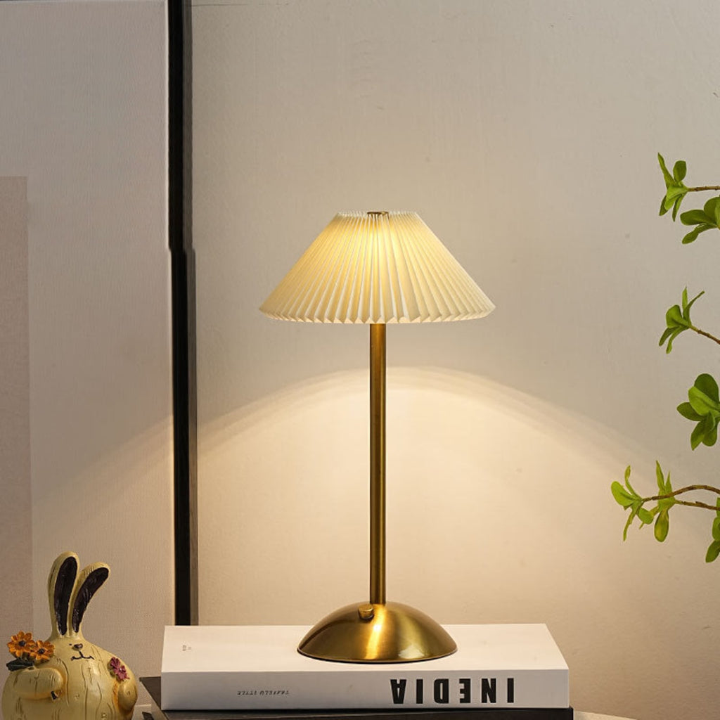 Pleated Bedside Table Lamp for Bedroom