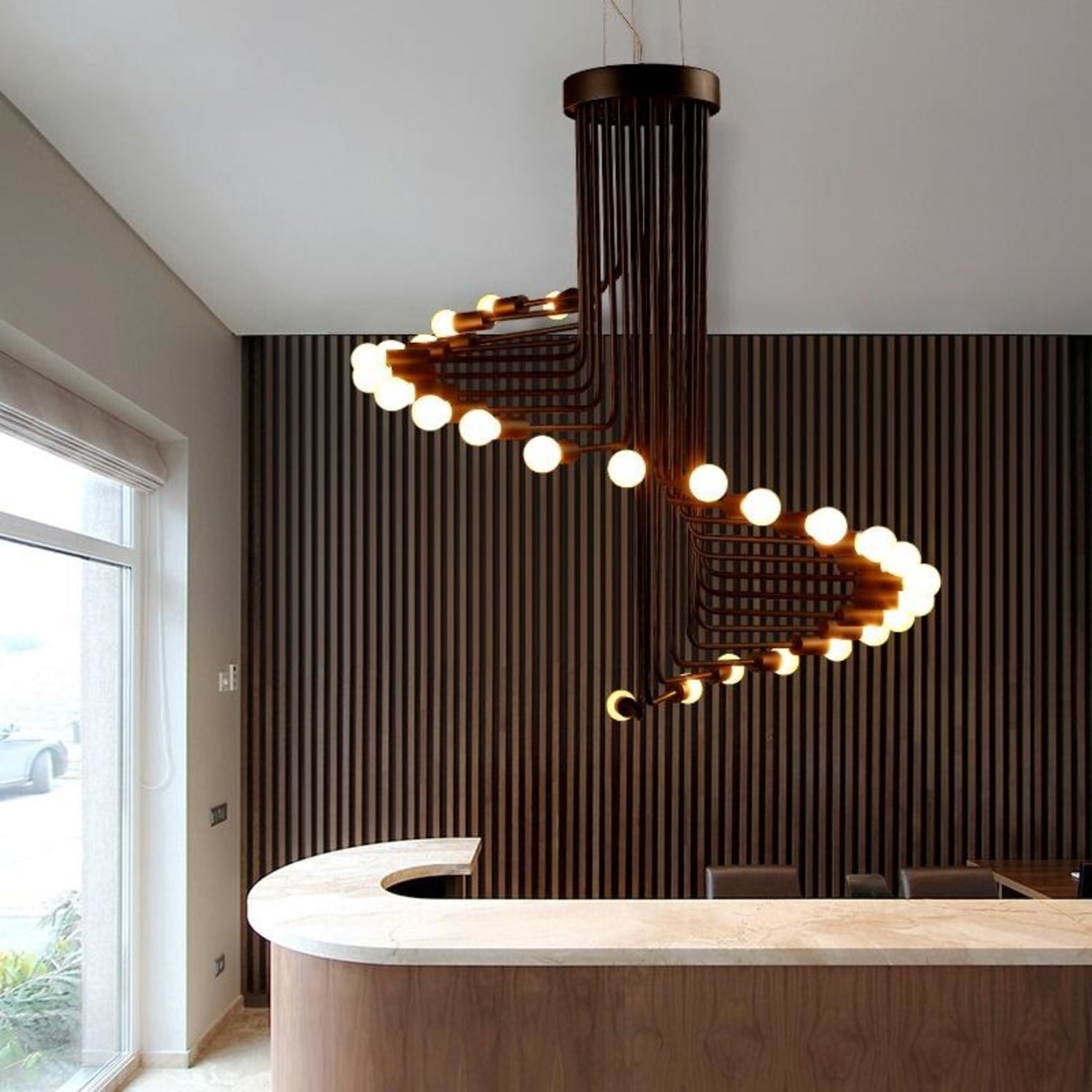 Ava Spiral Chandelier — Modern LED Statement Chandelier for Dining Room