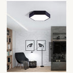 Modern Hexagon LED Ceiling Light — Geometric Flush Mount for Bedroom & Living Room