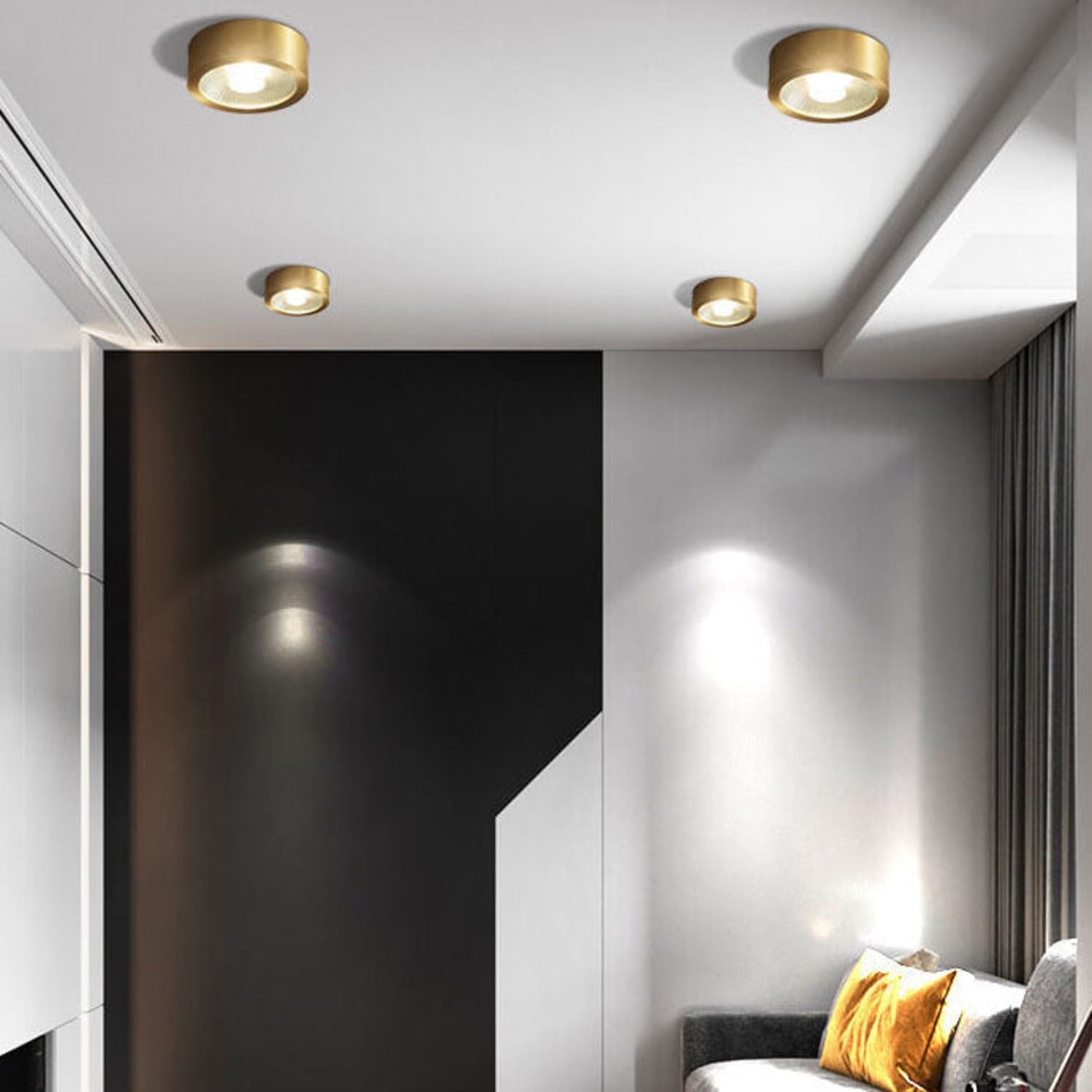 Ultra-Thin Copper LED Flush Mount Ceiling Light