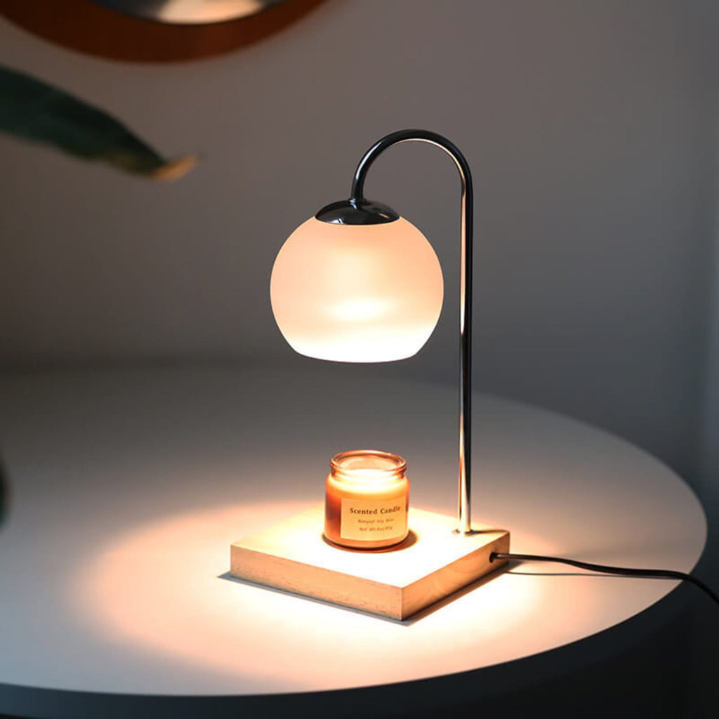 Solid Wood Glass Table Lamp for Bedroom