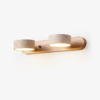Travertine Duo Wall Light — Natural Stone & Wood Wall Sconce for Bedroom