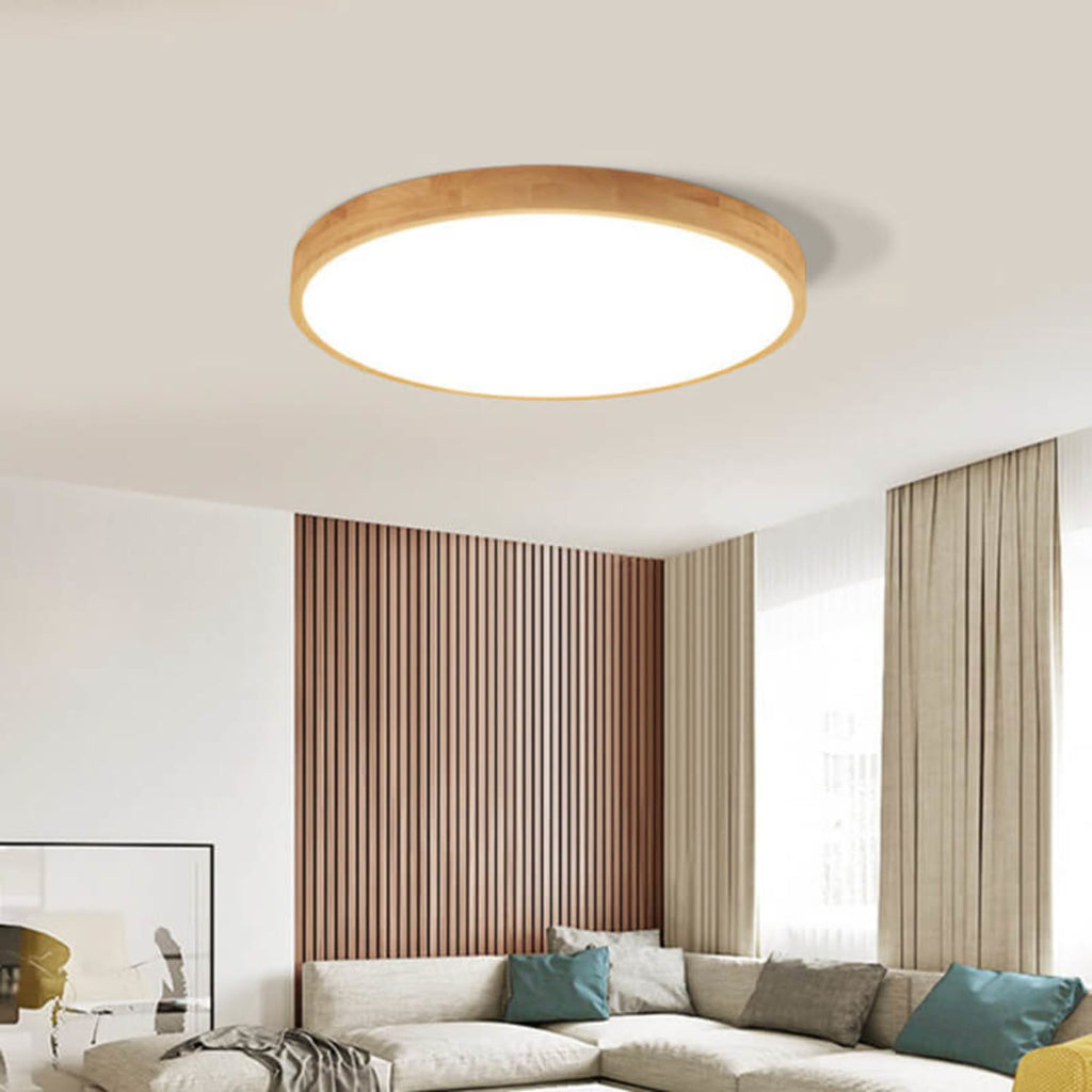Ultra-Thin Wood LED Flush Mount Ceiling Light