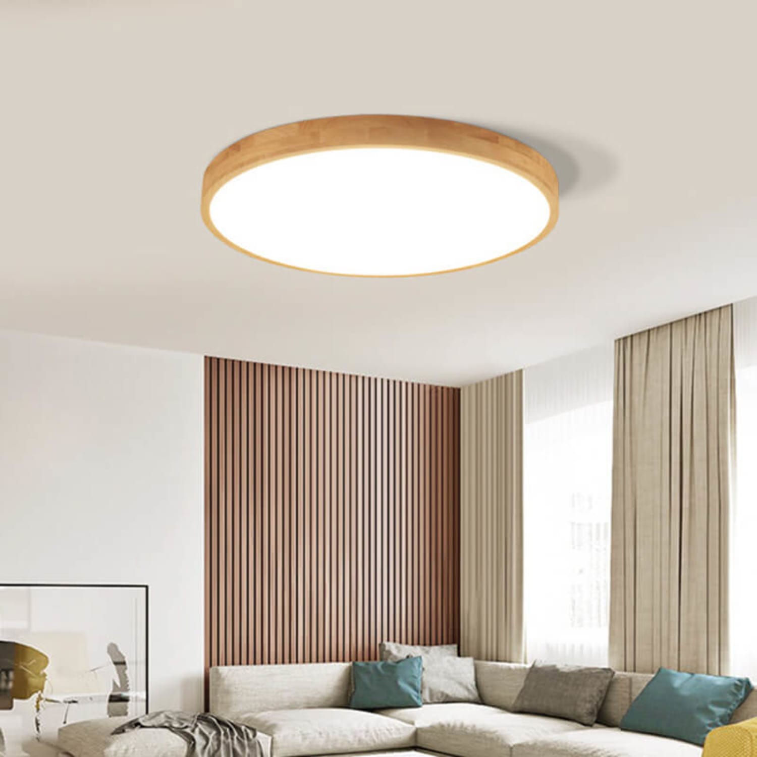 Ultra-Thin Wood LED Flush Mount Ceiling Light