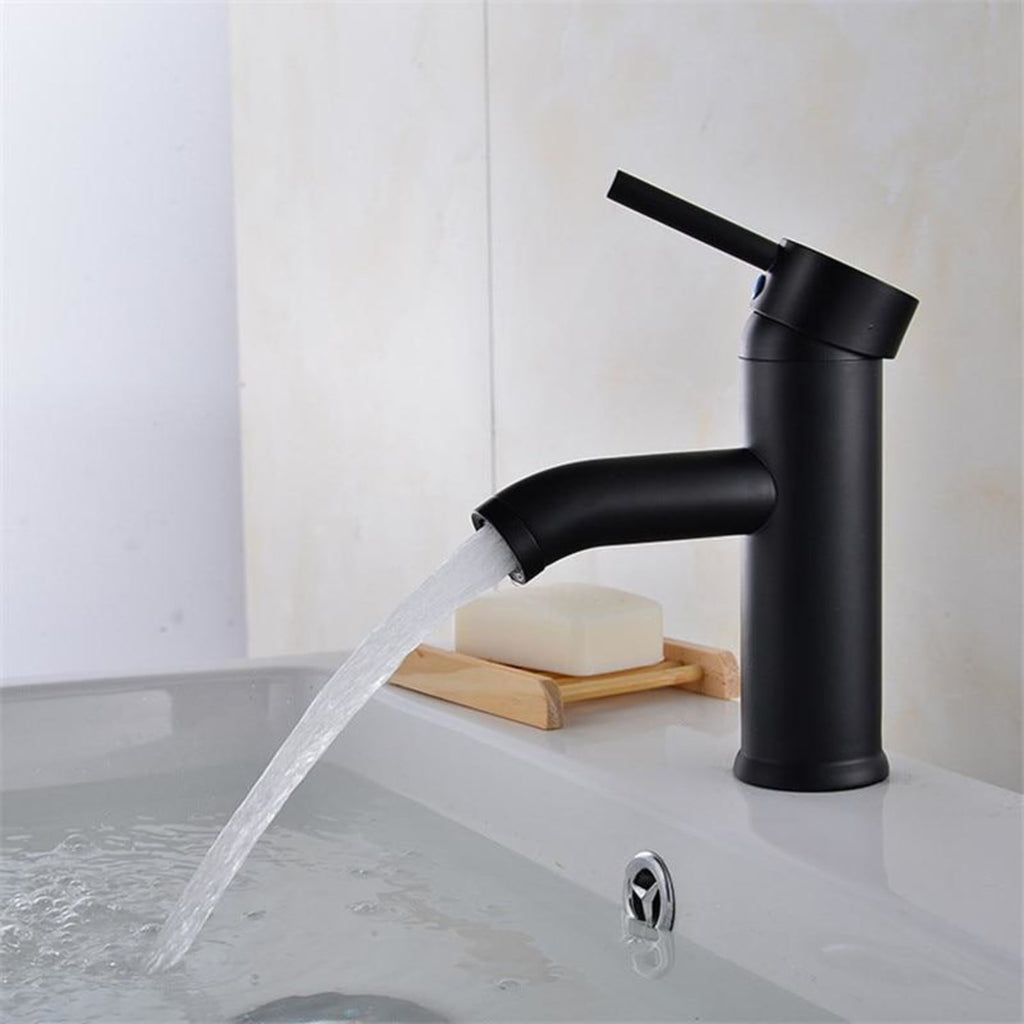 Matte Black Bathroom Faucet — Modern Single Handle Vanity Faucet