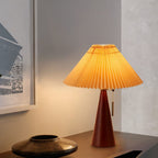 Japanese Pleated Wood Table Lamp for Bedroom