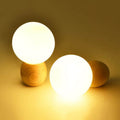 Solid Wood Glass Orb Table Lamp