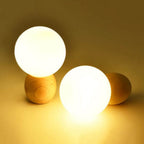 Solid Wood Glass Orb Table Lamp