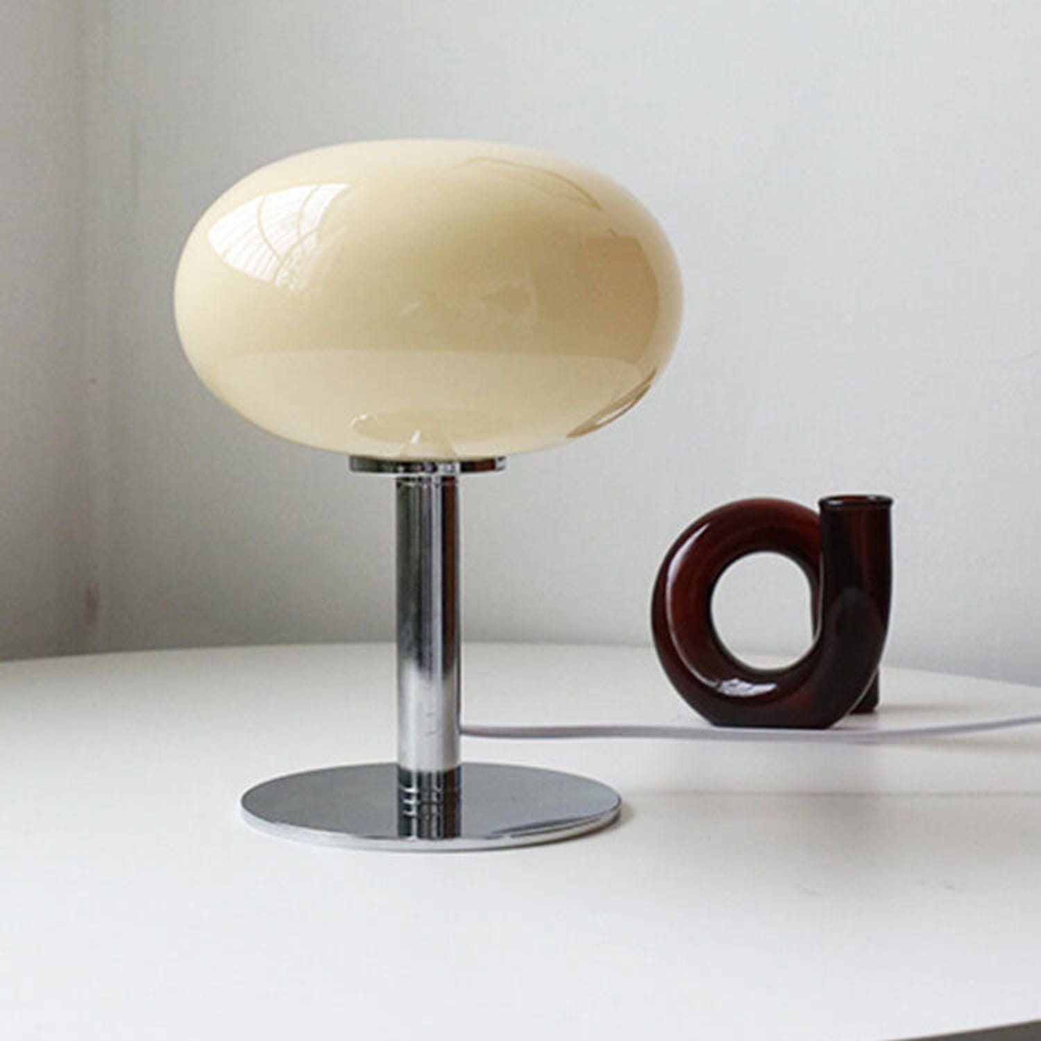 Cream Glass Table Lamp for Bedroom