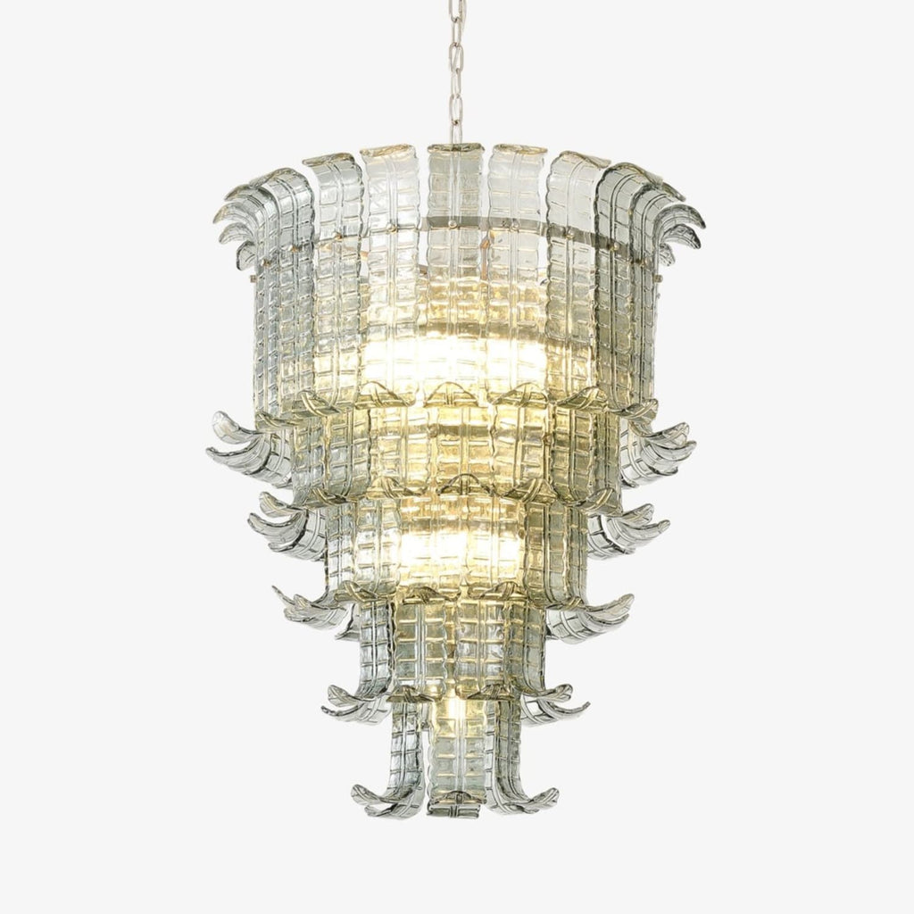 Cascade Glass Green Chandelier — Cascading Green Glass Light for Dining Room