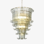Cascade Glass Green Chandelier — Cascading Green Glass Light for Dining Room
