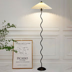 Vintage Pleated Fabric Standing Floor Lamp for Living Room