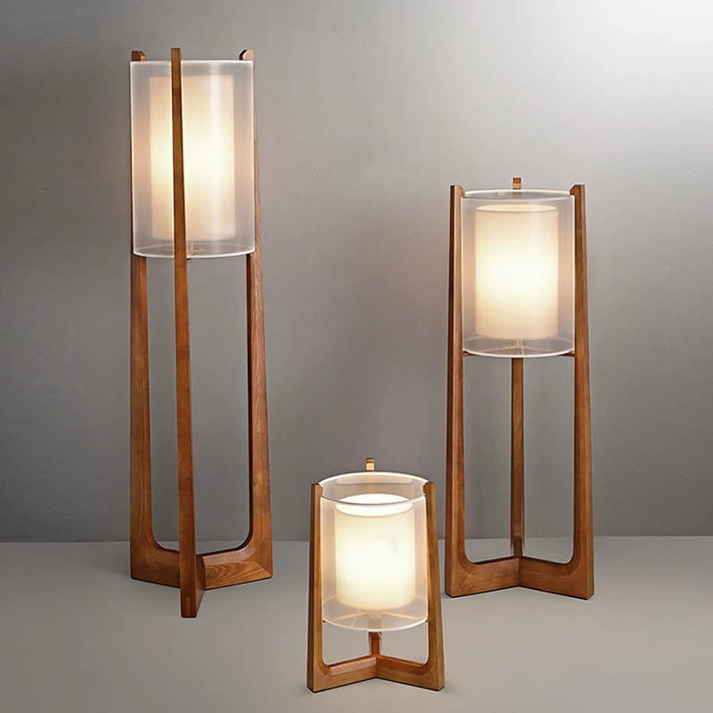 Japanese Wood Column Floor Lamp