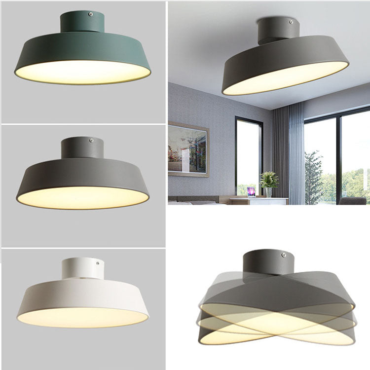 Flush Mount Ceiling Light Round Iron Acrylic Fixture for Bedroom