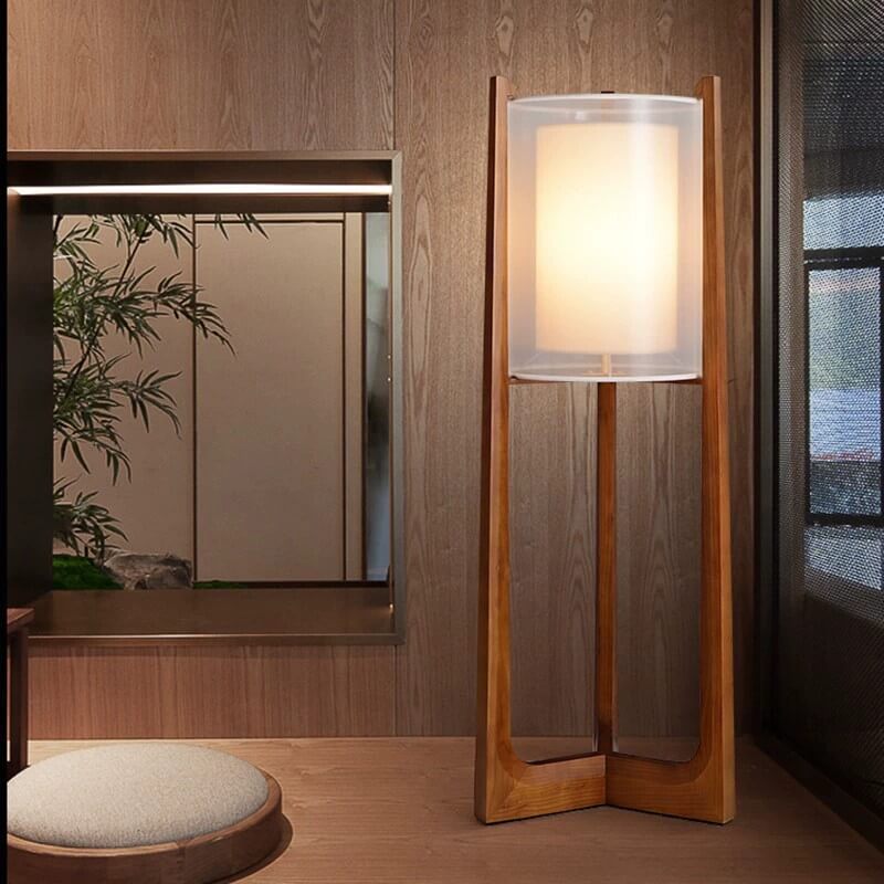 Japanese Wood Column Floor Lamp