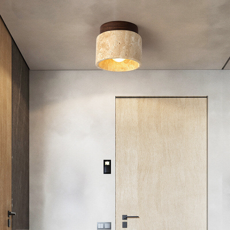Travertine Flush Mount Ceiling Light for Hallway