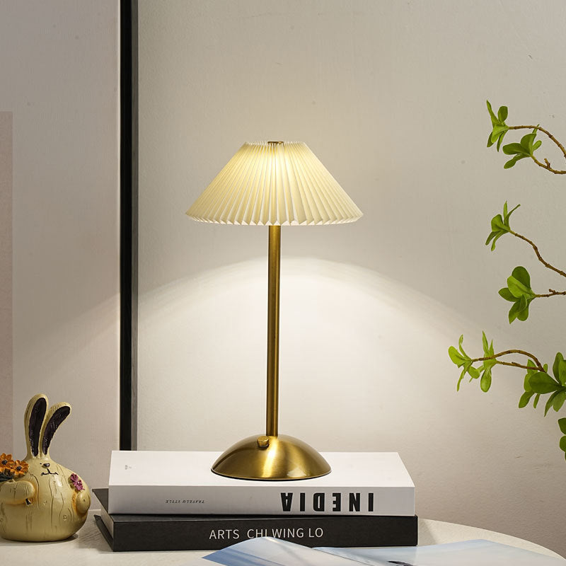 Pleated Bedside Table Lamp for Bedroom