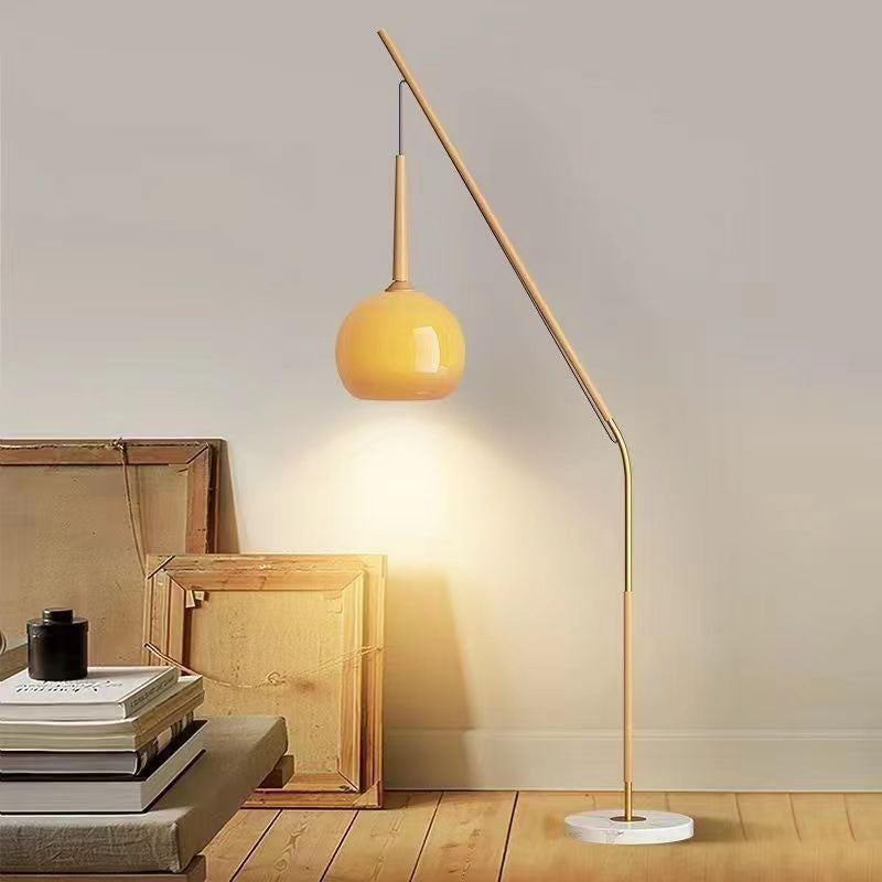 Vintage Wood Glass Floor Lamp for Bedroom