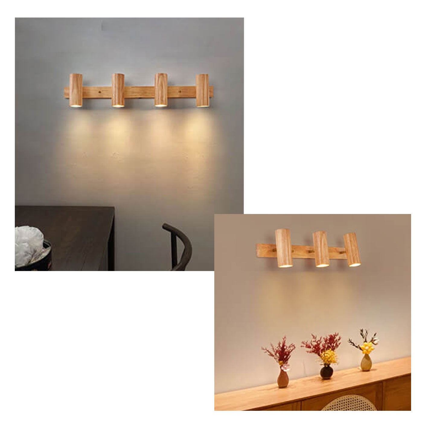 Modern Wood Track Wall Sconce for Bedroom and Hallway