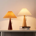 Japanese Pleated Wood Table Lamp for Bedroom