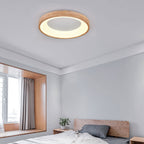 Wood Flush Mount Ceiling Light Round Acrylic Fixture for Bedroom