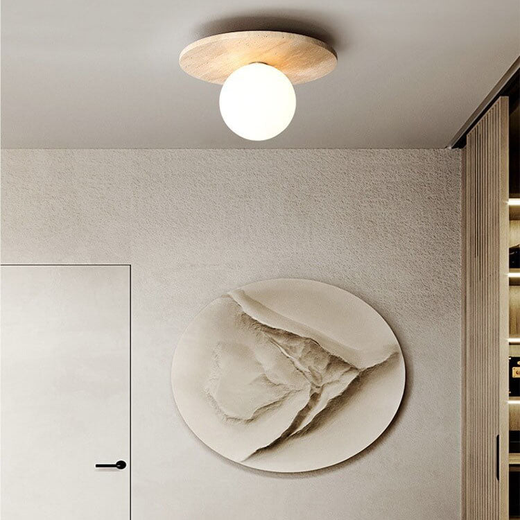 Travertine Flush Mount Ceiling Light for Hallway