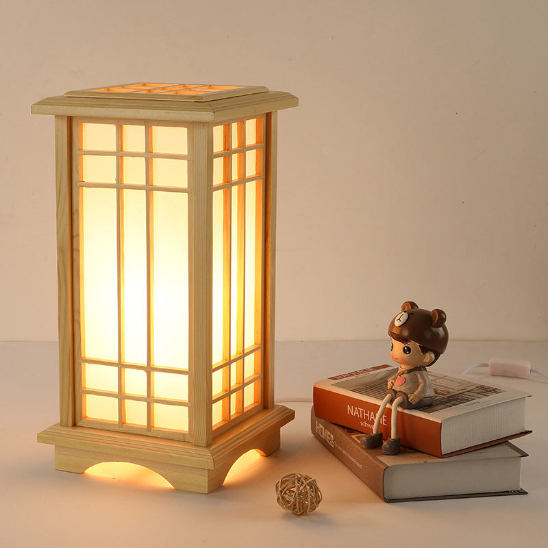 Japanese Wood Pillar Floor Lamp for Bedroom